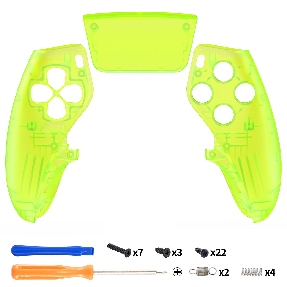eXtremeRate Replacement Left Right Front Housing Shell with Touchpad Compatible with PS5 Edge Controller - Clear Lime Green