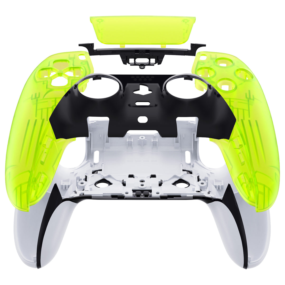eXtremeRate Replacement Left Right Front Housing Shell with Touchpad Compatible with PS5 Edge Controller - Clear Lime Green