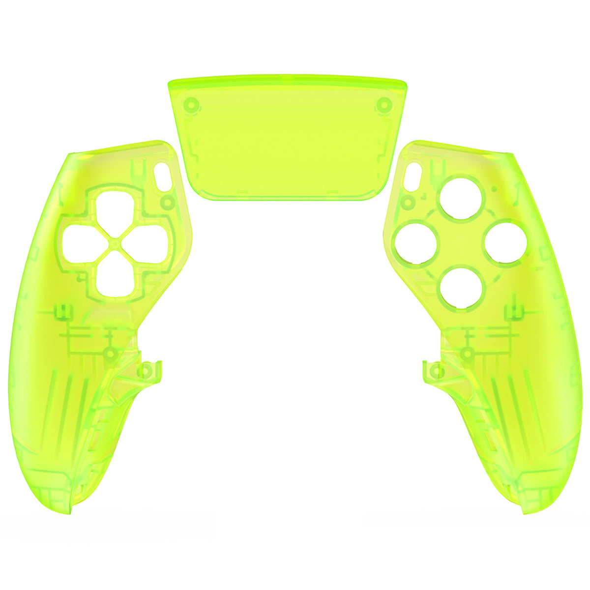 eXtremeRate Replacement Left Right Front Housing Shell with Touchpad Compatible with PS5 Edge Controller - Clear Lime Green