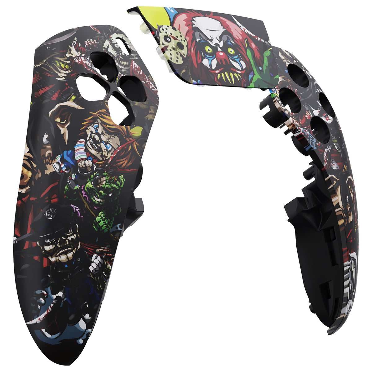 eXtremeRate Replacement Left Right Front Housing Shell with Touchpad Compatible with PS5 Edge Controller - Scary Party