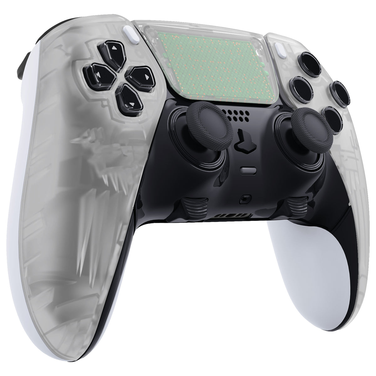 eXtremeRate Replacement Left Right Front Housing Shell with Touchpad Compatible with PS5 Edge Controller - Glow in Dark - Green