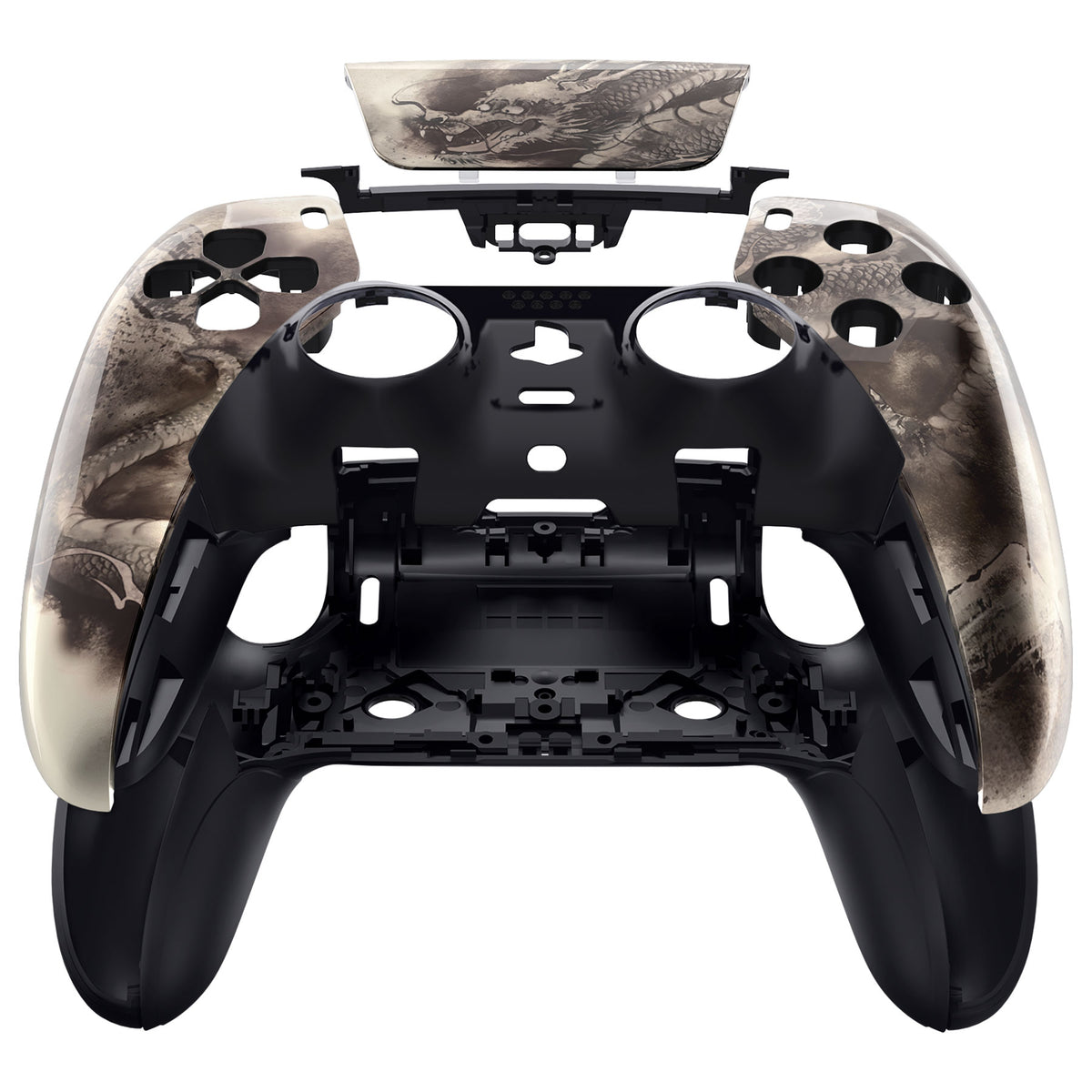 eXtremeRate Replacement Left Right Front Housing Shell with Touchpad Compatible with PS5 Edge Controller - Dragon Scroll