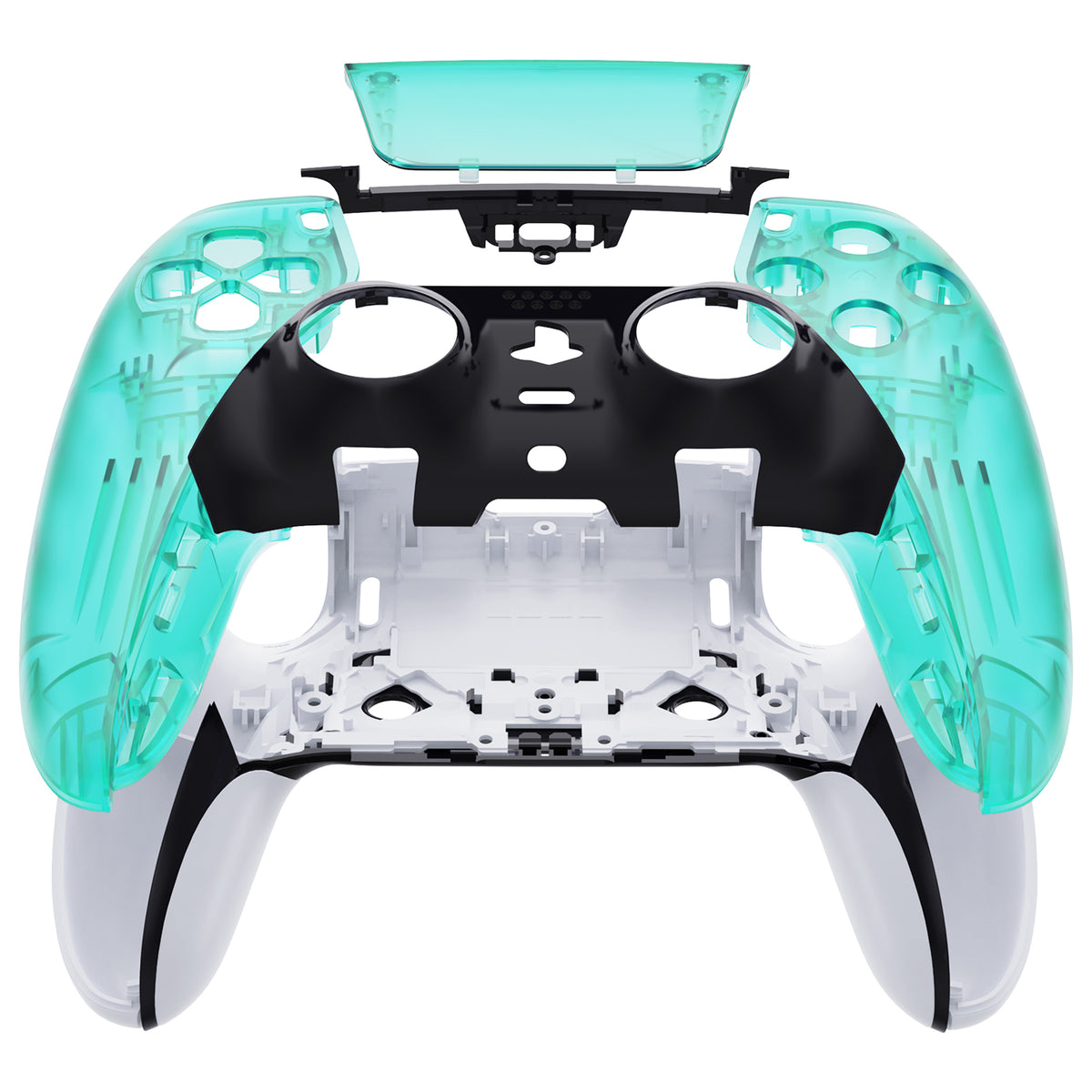 eXtremeRate Replacement Left Right Front Housing Shell with Touchpad Compatible with PS5 Edge Controller - Emerald Green