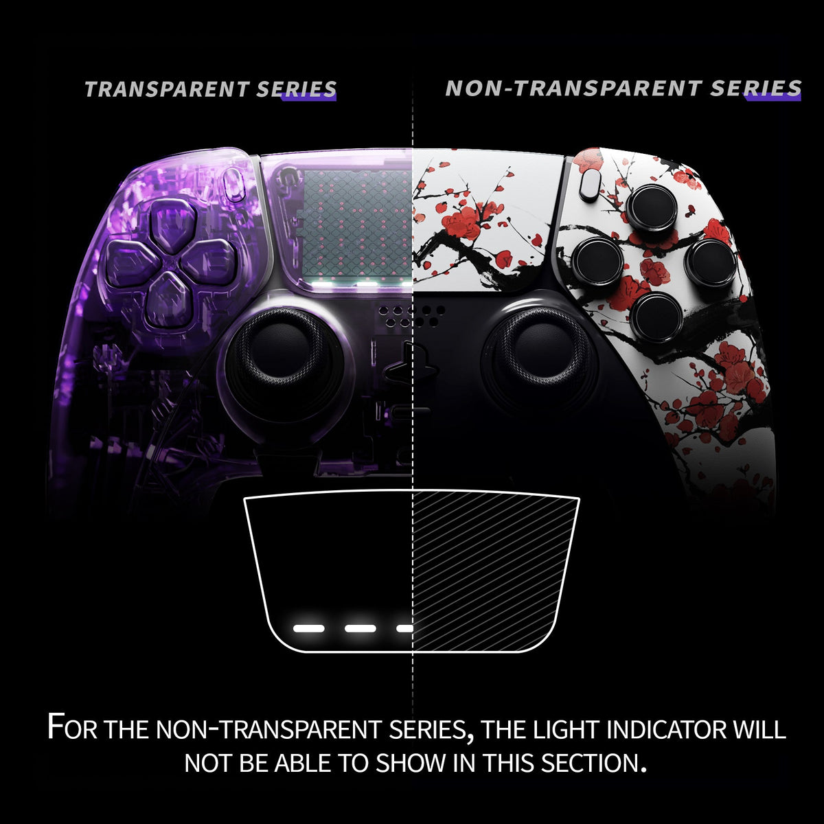 eXtremeRate Replacement Left Right Front Housing Shell with Touchpad Compatible with PS5 Edge Controller - Winter Blossom eXtremeRate