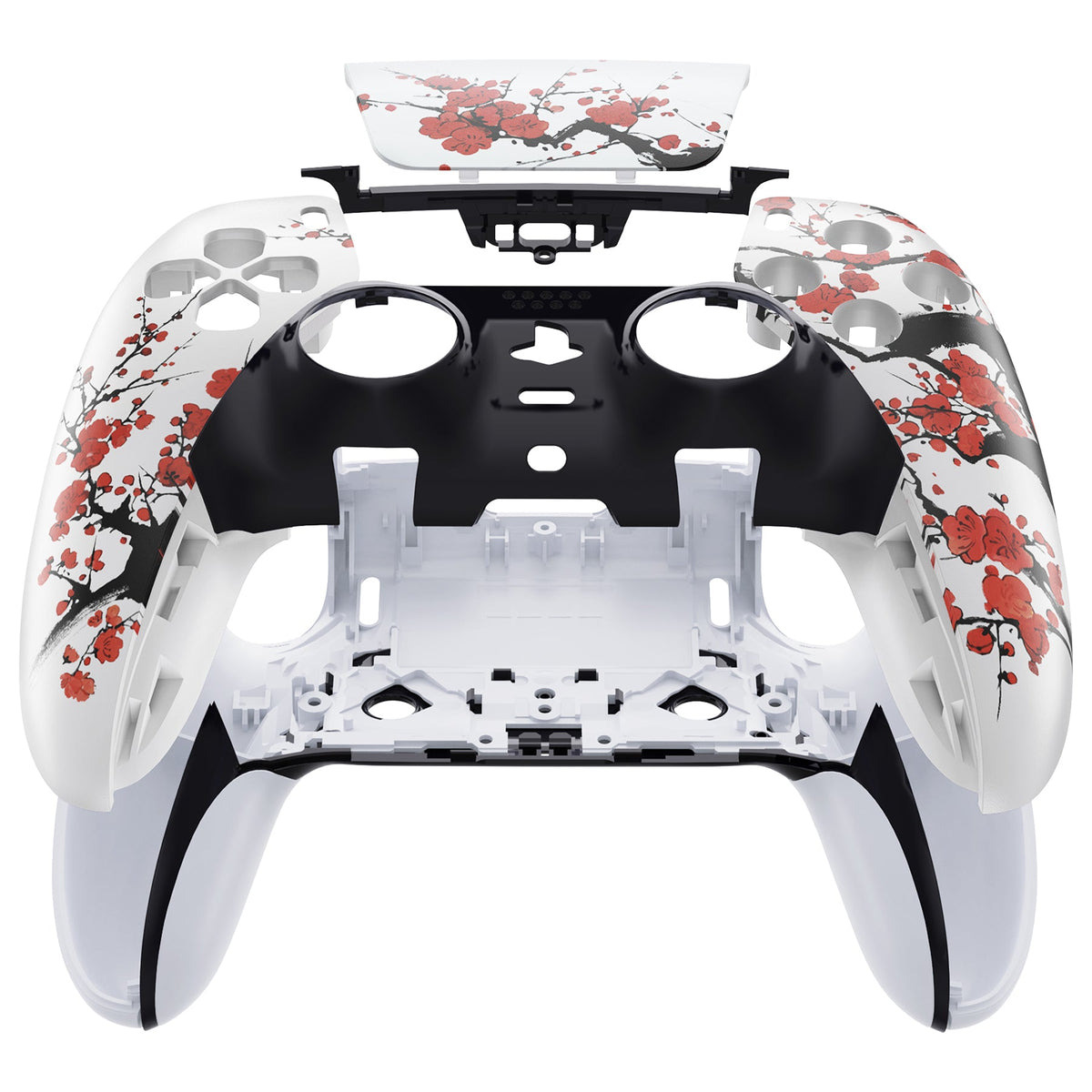 eXtremeRate Replacement Left Right Front Housing Shell with Touchpad Compatible with PS5 Edge Controller - Winter Blossom eXtremeRate