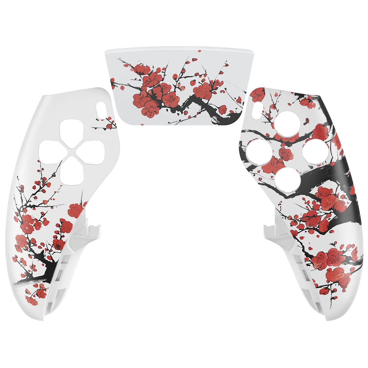 eXtremeRate Replacement Left Right Front Housing Shell with Touchpad Compatible with PS5 Edge Controller - Winter Blossom eXtremeRate