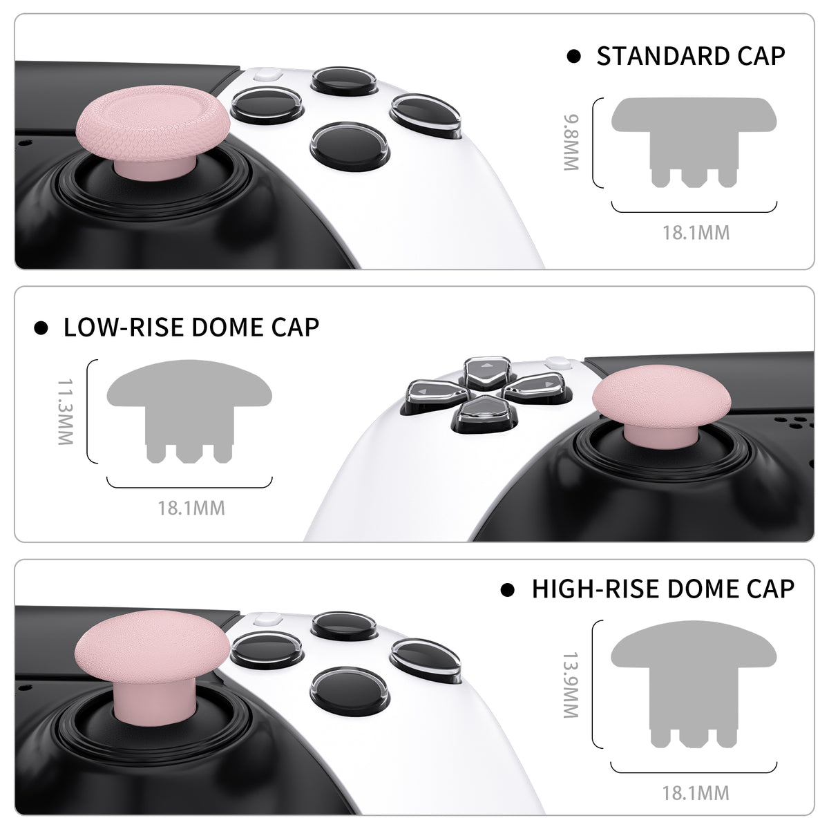 eXtremeRate Replacement Swappable Thumbsticks for PS5 Edge Controller - Cherry Blossoms Pink