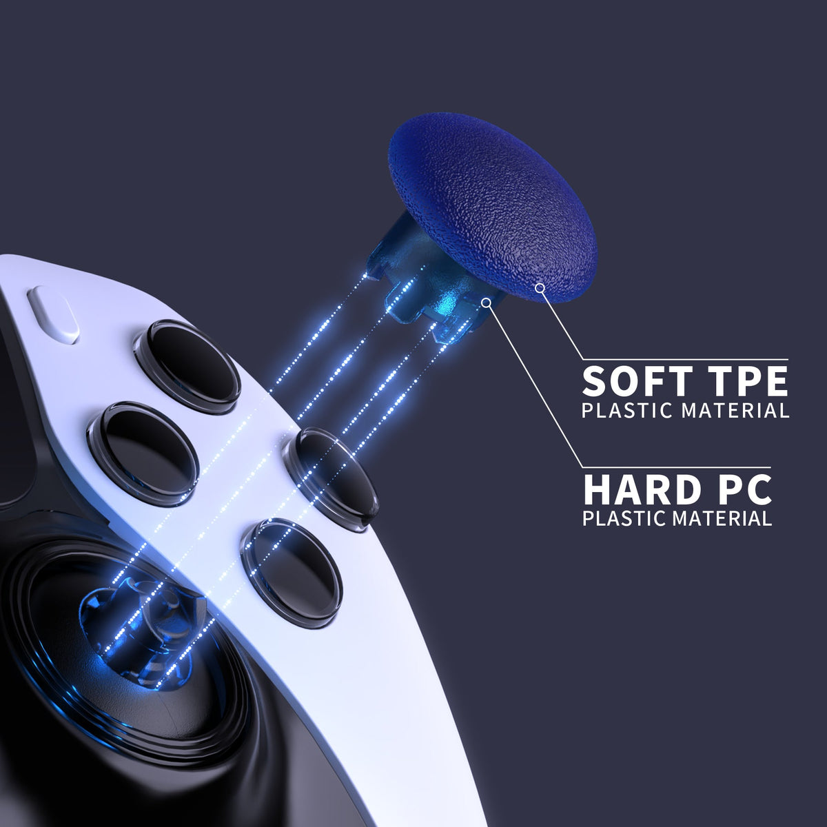 eXtremeRate Replacement Swappable Thumbsticks for PS5 Edge Controller - Clear Blue eXtremeRate