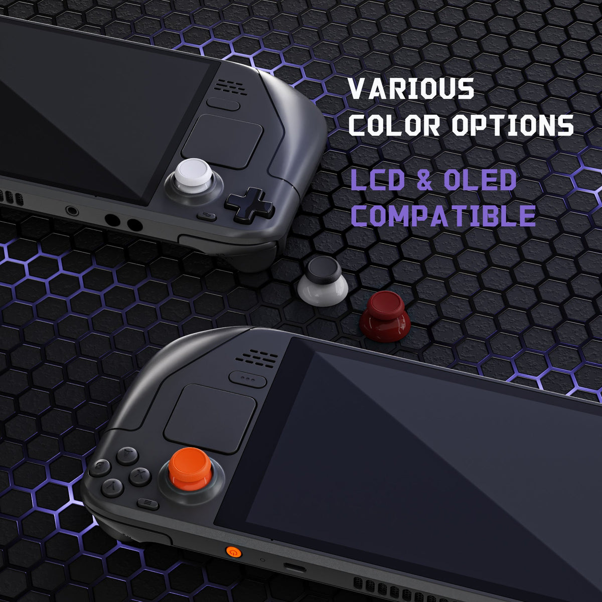 eXtremeRate Replacement Thumbsticks with Original Touch Sensing for Steam Deck LCD & OLED - Black & White eXtremeRate