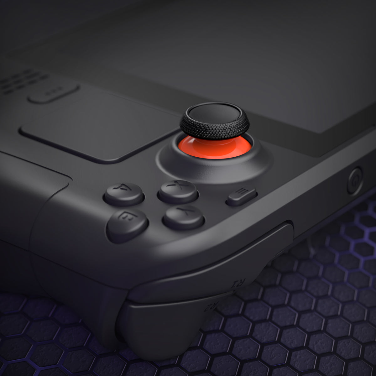 eXtremeRate Replacement Thumbsticks with Original Touch Sensing for Steam Deck LCD & OLED - Orange & Black