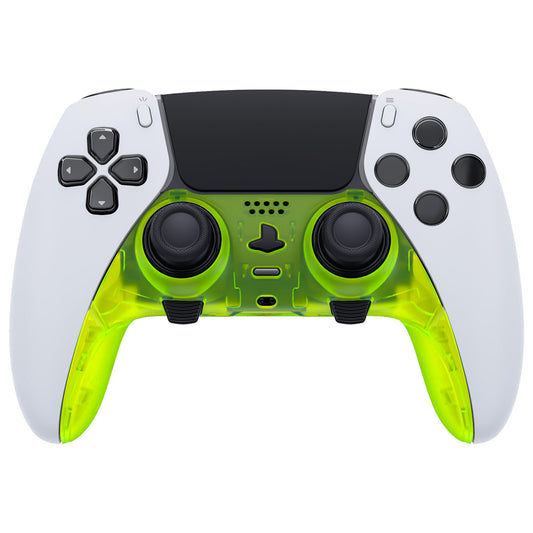 eXtremeRate Replacement Top Bottom Decorative Trim Shell Compatible with PS5 Edge Controller - Clear Lime Green