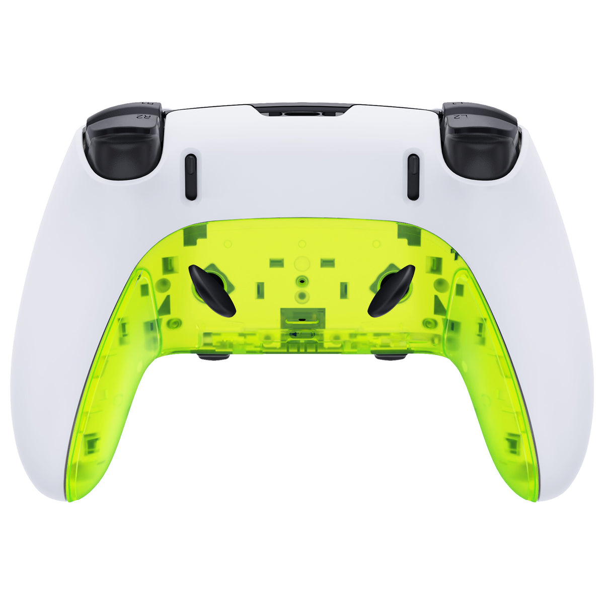 eXtremeRate Replacement Top Bottom Decorative Trim Shell Compatible with PS5 Edge Controller - Clear Lime Green