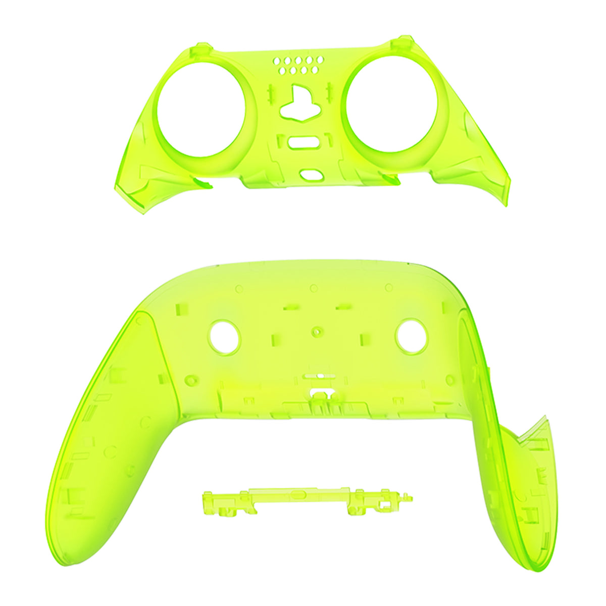 eXtremeRate Replacement Top Bottom Decorative Trim Shell Compatible with PS5 Edge Controller - Clear Lime Green