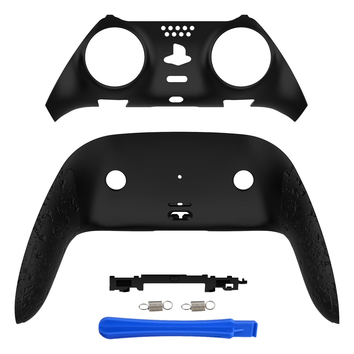 eXtremeRate Replacement Top Bottom Decorative Trim Shell Compatible with PS5 Edge Controller - Textured Black eXtremeRate