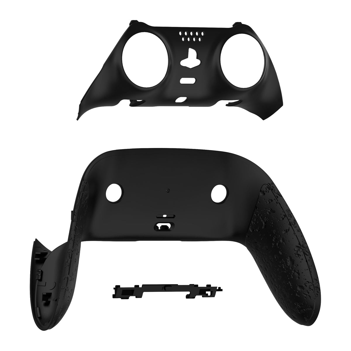eXtremeRate Replacement Top Bottom Decorative Trim Shell Compatible with PS5 Edge Controller - Textured Black eXtremeRate