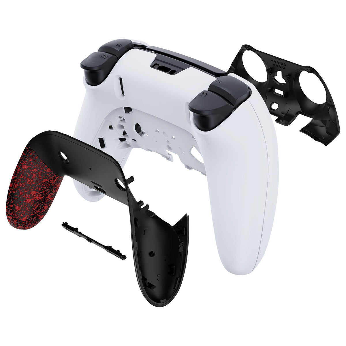 eXtremeRate Replacement Top Bottom Decorative Trim Shell Compatible with PS5 Edge Controller - Textured Red eXtremeRate