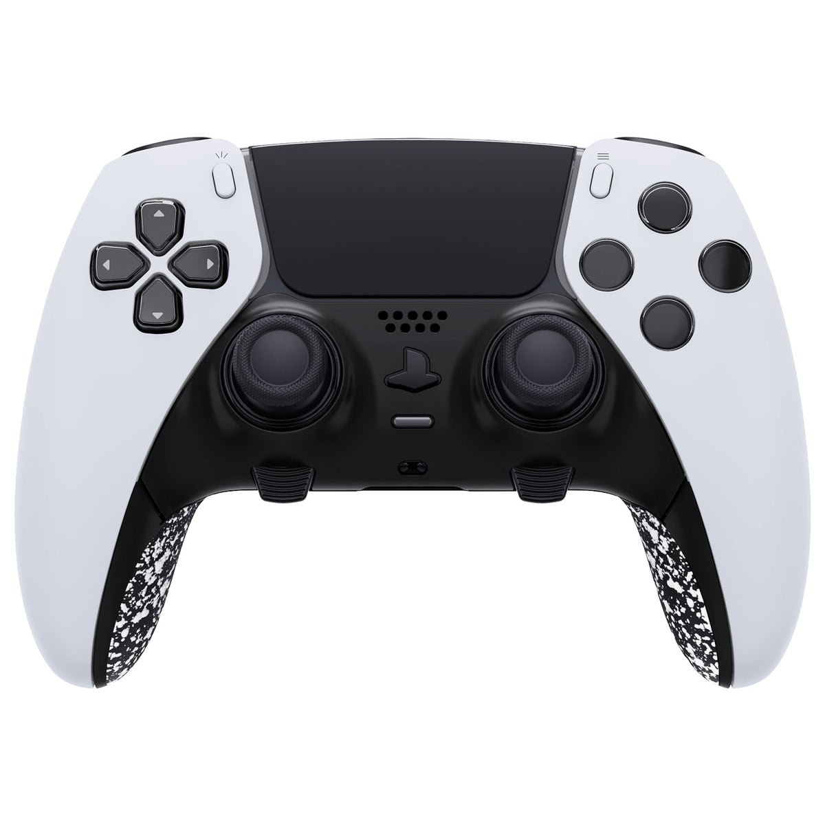 eXtremeRate Replacement Top Bottom Decorative Trim Shell Compatible with PS5 Edge Controller - Textured White eXtremeRate