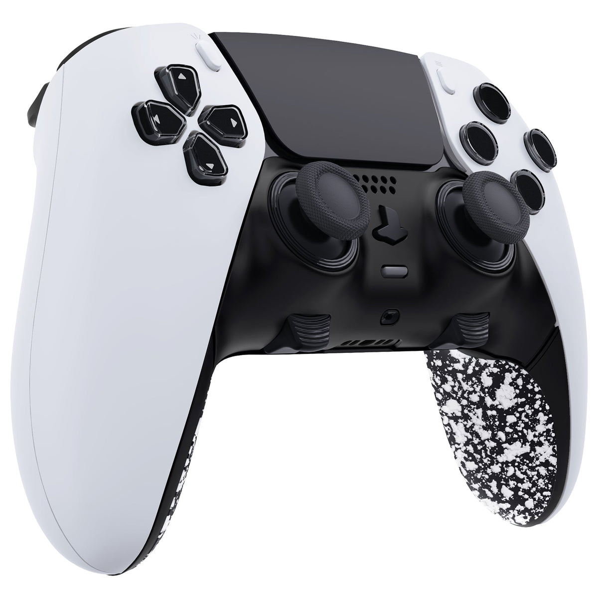 eXtremeRate Replacement Top Bottom Decorative Trim Shell Compatible with PS5 Edge Controller - Textured White eXtremeRate