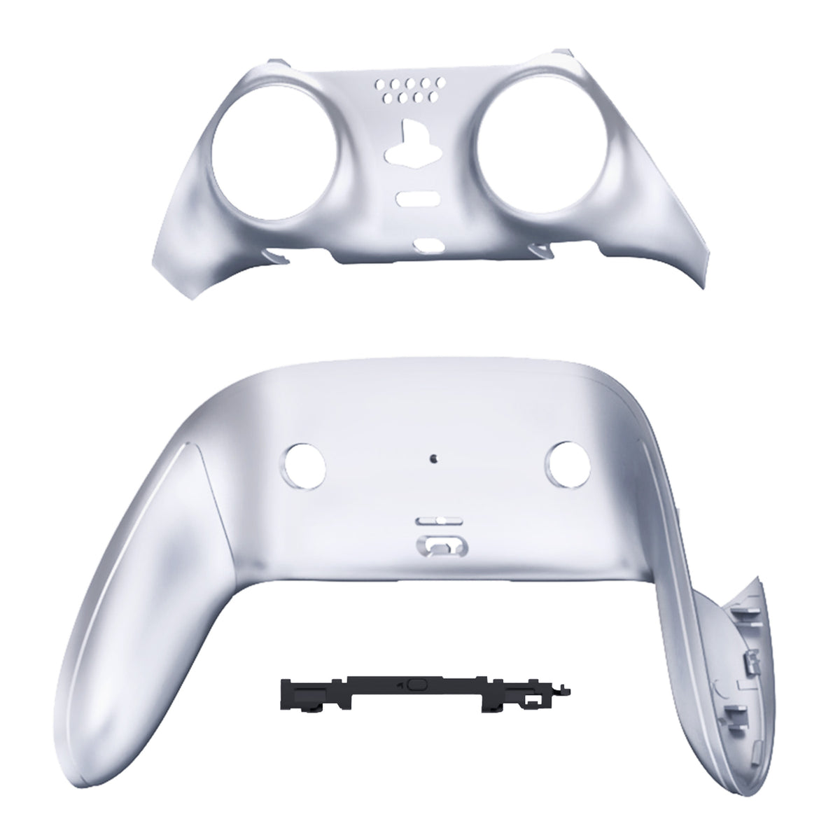 eXtremeRate Replacement Top Bottom Decorative Trim Shell Compatible with PS5 Edge Controller - Chrome Silver