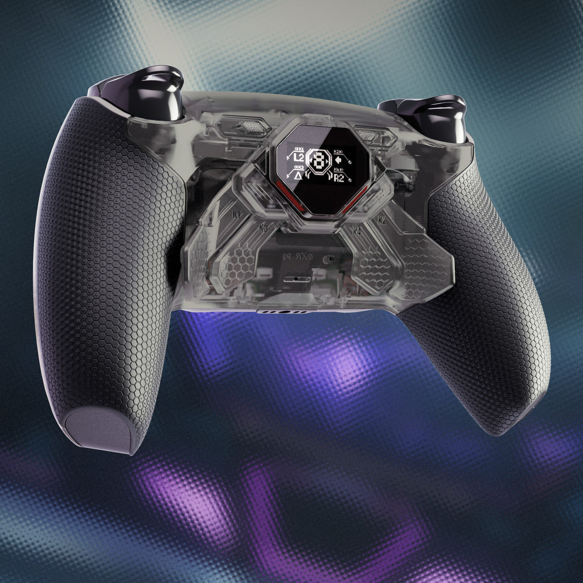 eXtremeRate SPARK Back Paddles Kit with OLED Display & Clicky Trigger Stops & Ergonomic Grips for PS5 Controller BDM-010/020 - Rubberized Clear & Black