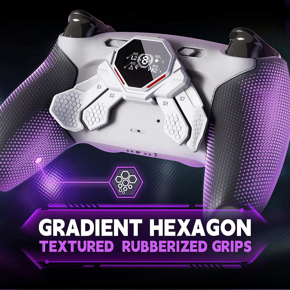 eXtremeRate SPARK Back Paddles Kit with OLED Display & Clicky Trigger Stops & Ergonomic Grips for PS5 Controller BDM-010/020 - Rubberized White & Black