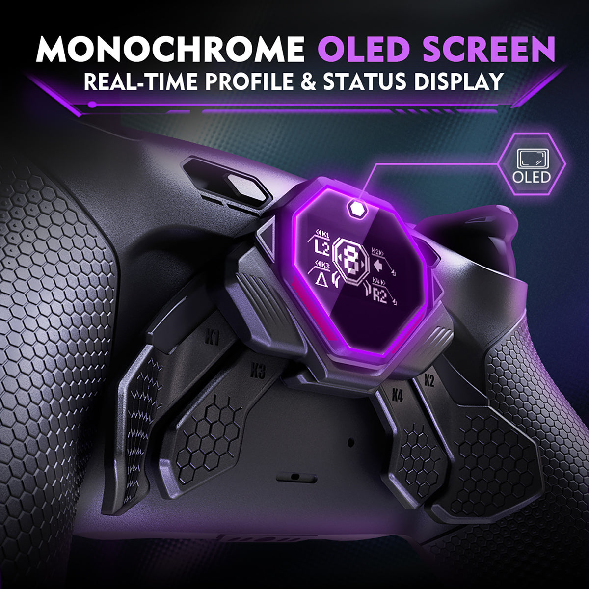 eXtremeRate SPARK Back Paddles Kit with OLED Display & Clicky Trigger Stops & Ergonomic Grips for PS5 Controller BDM-030/040/050/060 - Rubberized Black