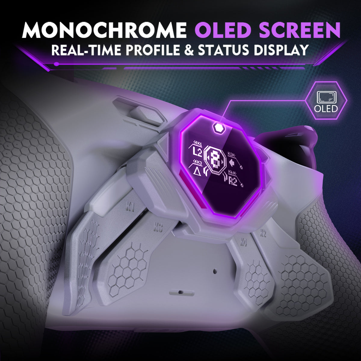 eXtremeRate SPARK Back Paddles Kit with OLED Display & Clicky Trigger Stops & Ergonomic Grips for PS5 Controller BDM-030/040/050/060 - Rubberized Gray & New Hope Gray