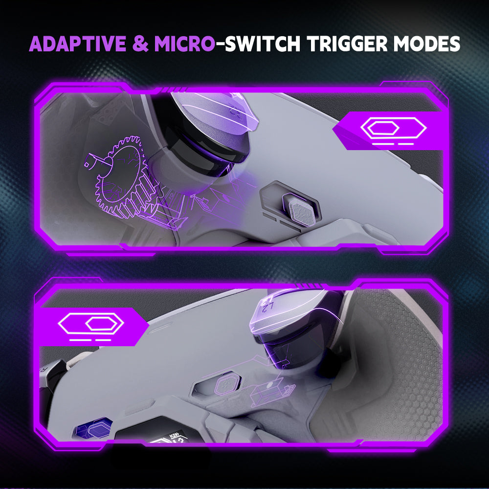 eXtremeRate SPARK Back Paddles Kit with OLED Display & Clicky Trigger Stops & Ergonomic Grips for PS5 Controller BDM-030/040/050/060 - Rubberized Gray & New Hope Gray