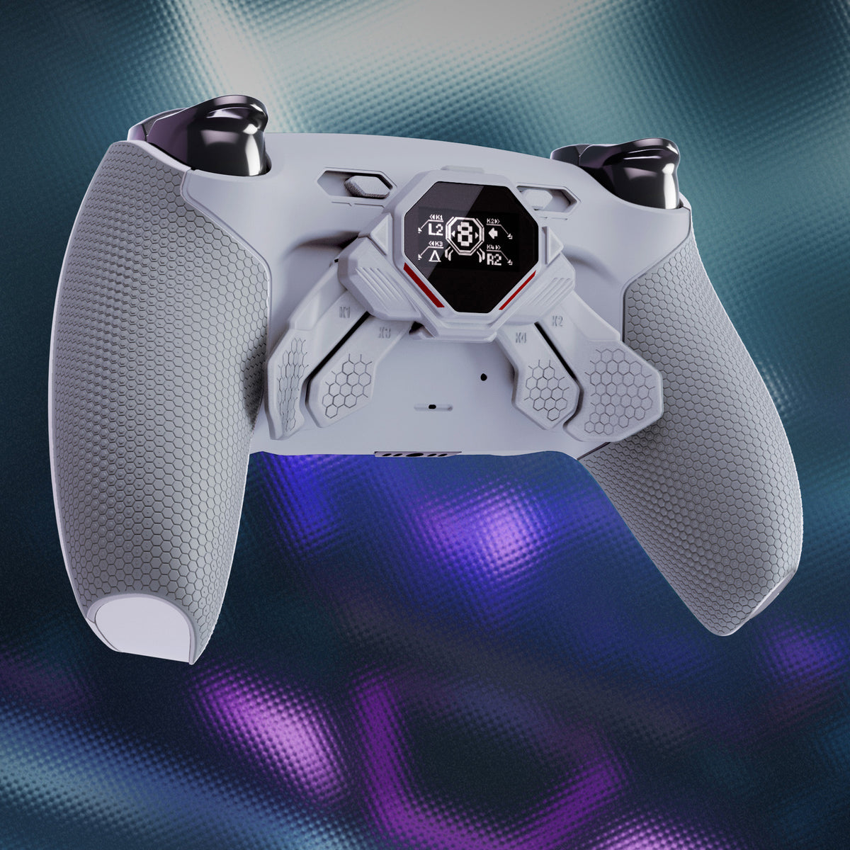 eXtremeRate SPARK Back Paddles Kit with OLED Display & Clicky Trigger Stops & Ergonomic Grips for PS5 Controller BDM-030/040/050/060 - Rubberized Gray & New Hope Gray