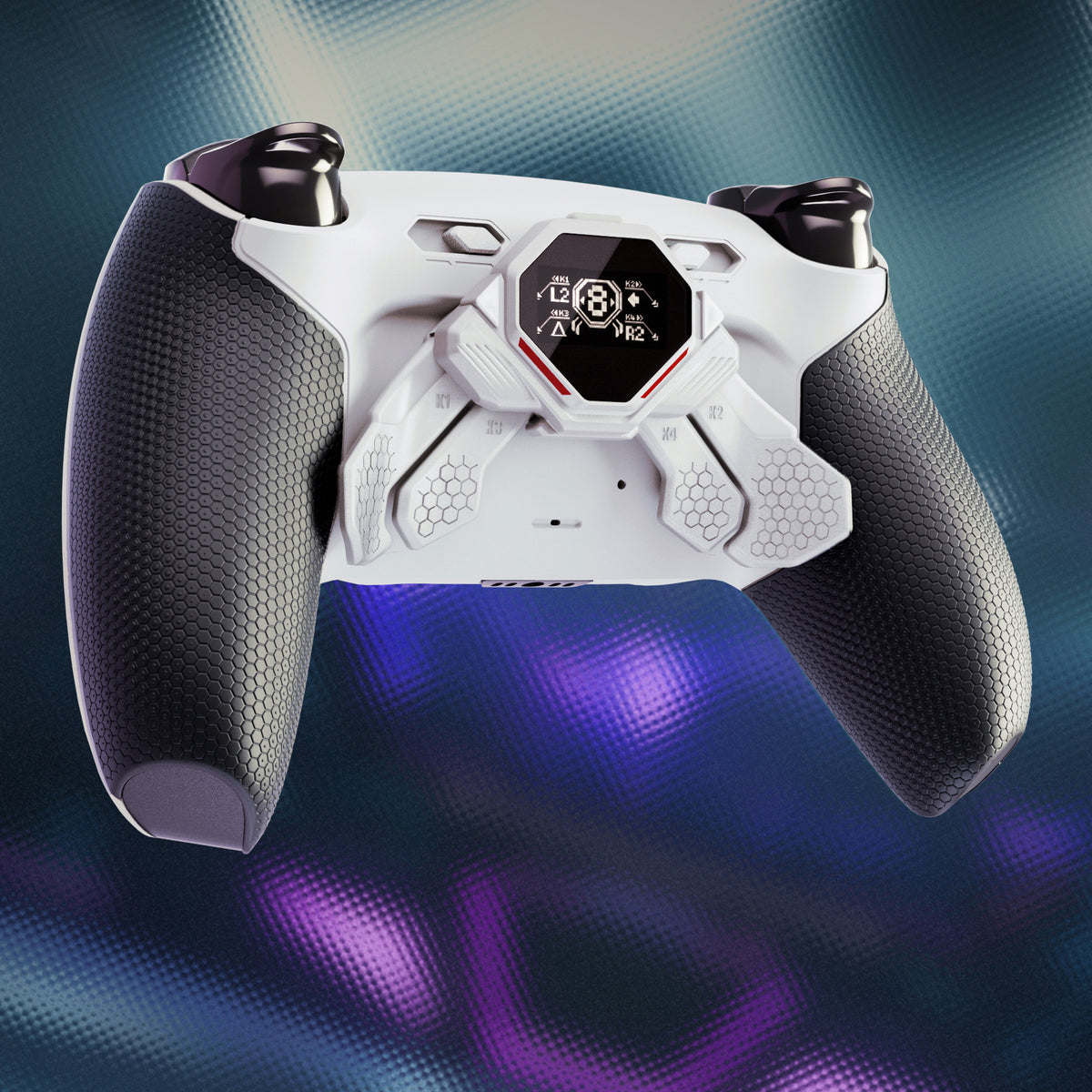 eXtremeRate SPARK Back Paddles Kit with OLED Display & Clicky Trigger Stops & Ergonomic Grips for PS5 Controller BDM-030/040/050/060 - Rubberized White & Black
