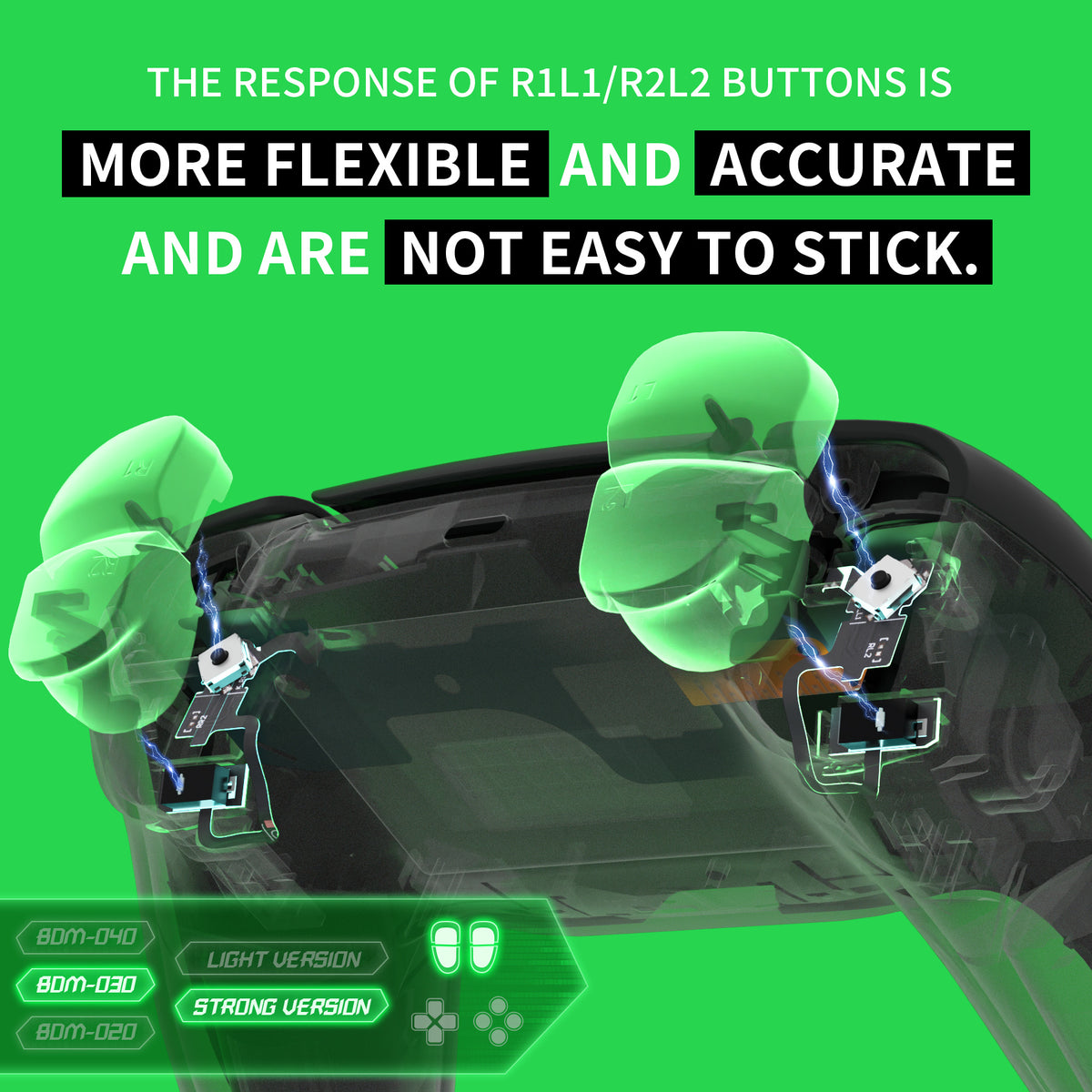 eXtremeRate Shoulder Buttons Micro Switch - Strong Version Tactile Clicky Hair Trigger Kit for PS5 Controller BDM-030