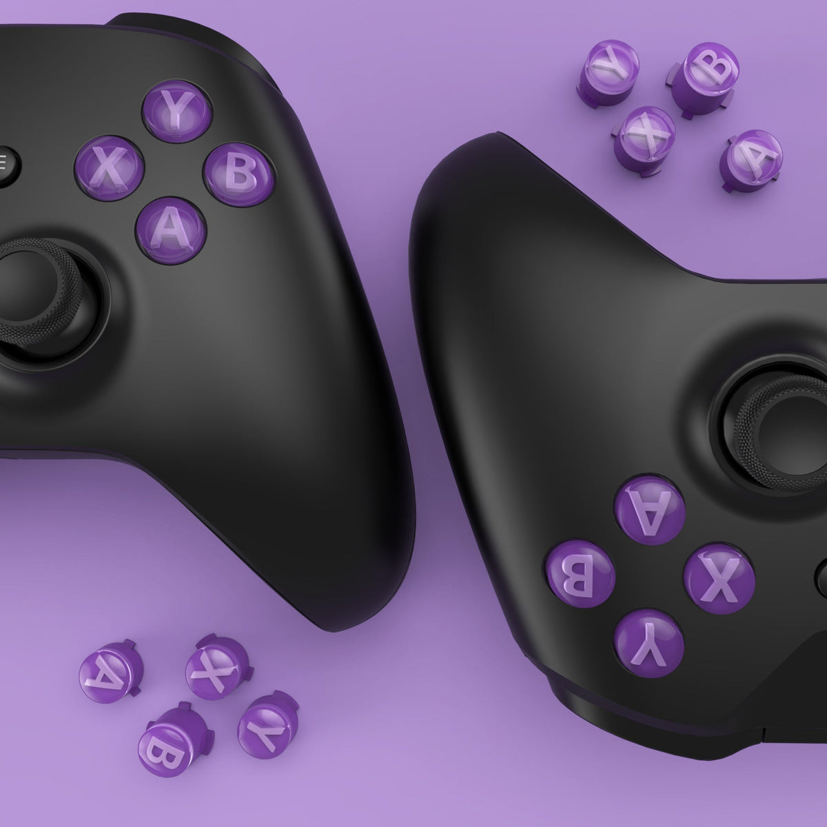 eXtremeRate Three-Tone ABXY Action Buttons with Classic Symbols for Xbox Series X/S Controller & Xbox One X/S & Xbox One Elite V1/V2 Controller - Mist Purple & Clear & Taro Purple eXtremeRate