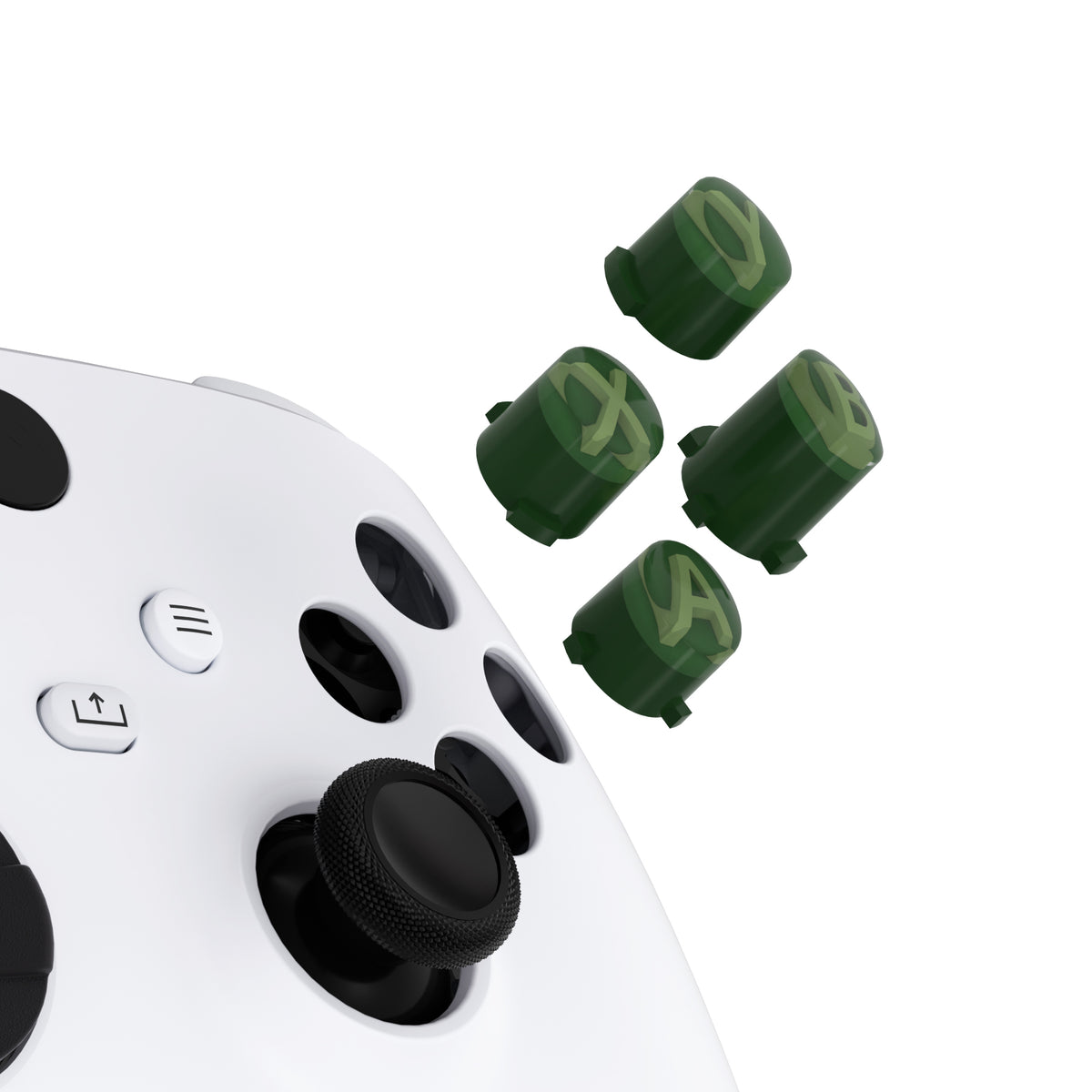 eXtremeRate Three-Tone ABXY Action Buttons with Classic Symbols for Xbox Series X/S Controller & Xbox One X/S & Xbox One Elite V1/V2 Controller - Deep Pine Green & Clear & Bamboo Green