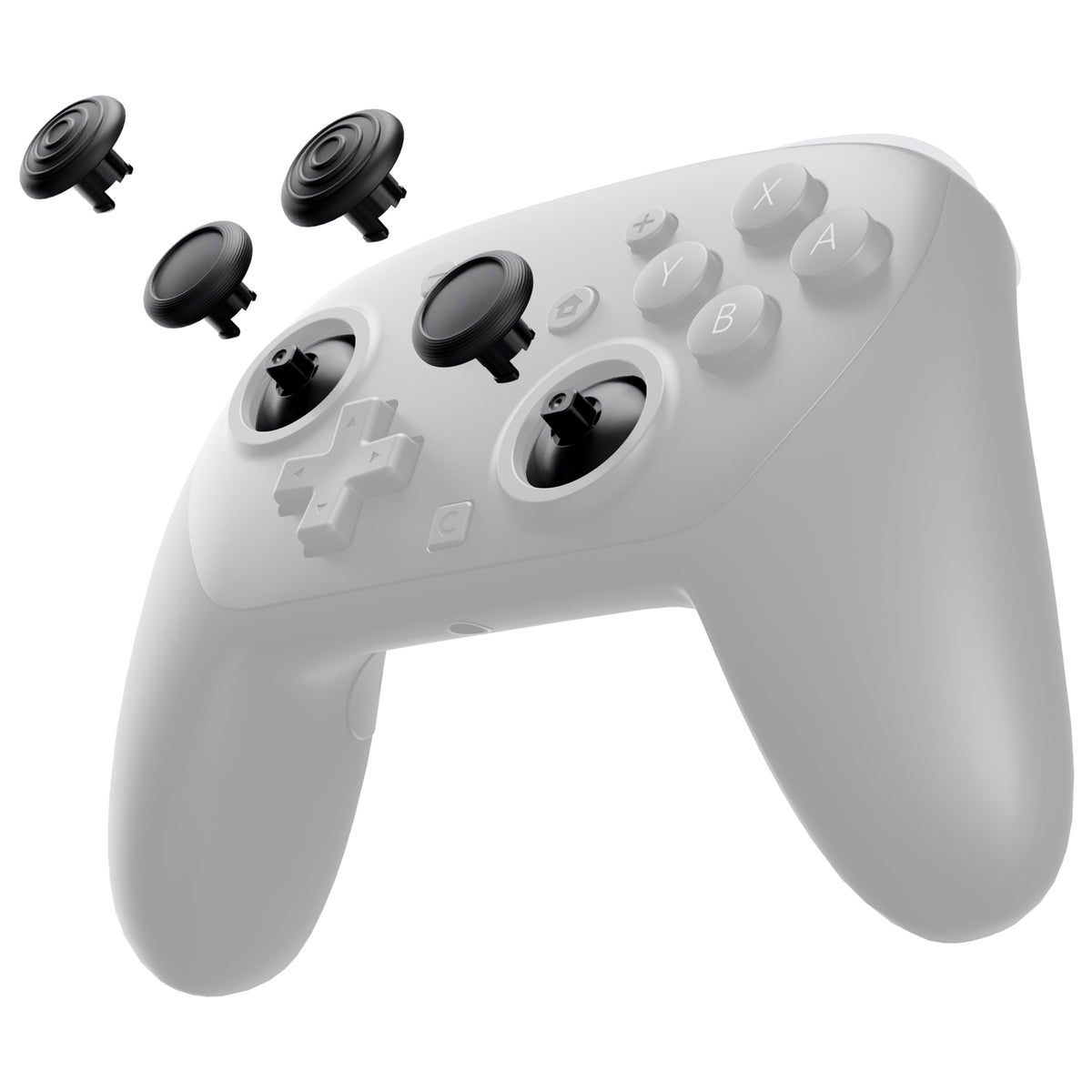 eXtremeRate ThumbsGear Interchangeable Ergonomic Thumbsticks for Nintendo Switch 2 Pro Controller - Black