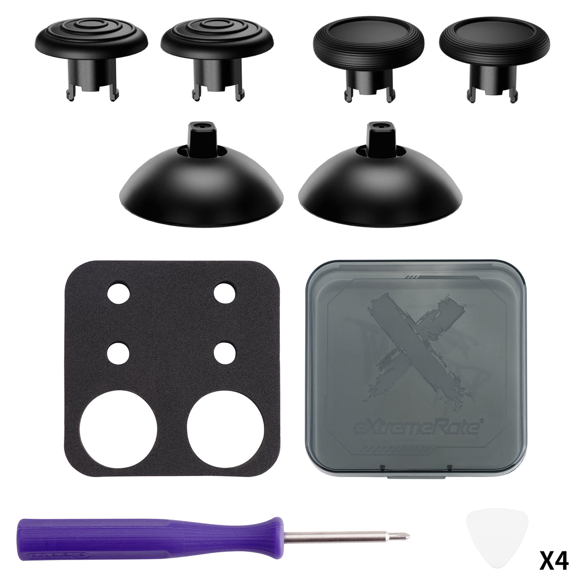 eXtremeRate ThumbsGear Interchangeable Ergonomic Thumbsticks for Nintendo Switch 2 Pro Controller - Black