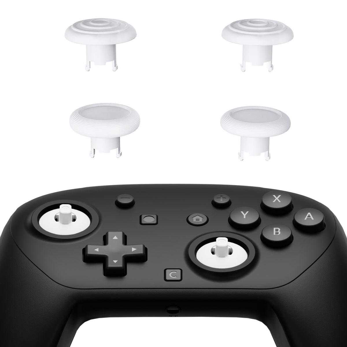 eXtremeRate ThumbsGear Interchangeable Ergonomic Thumbsticks for Nintendo Switch 2 Pro Controller - White