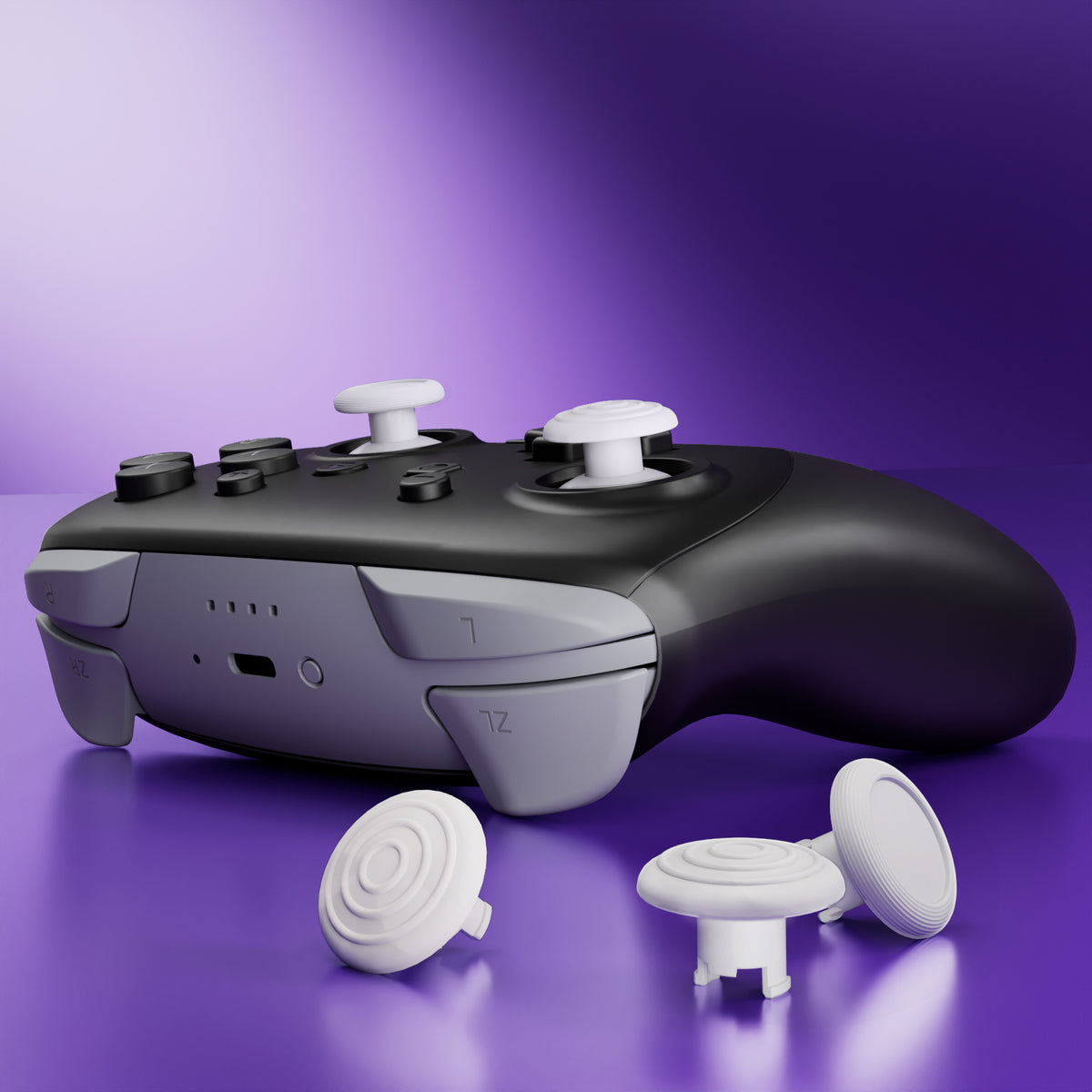 eXtremeRate ThumbsGear Interchangeable Ergonomic Thumbsticks for Nintendo Switch 2 Pro Controller - White