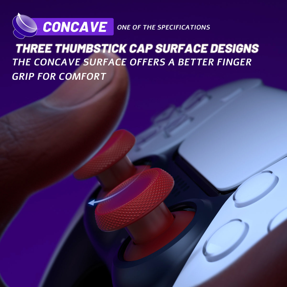 eXtremeRate ThumbsGear V3 Interchangeable Ergonomic Thumbstick for PS5 Edge & PS5 & PS4 Controller - Carmine Red