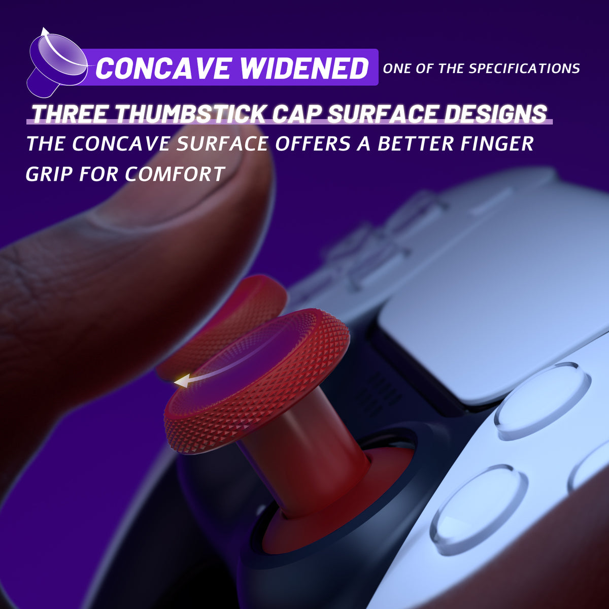 eXtremeRate ThumbsGear V3 Interchangeable Ergonomic Thumbstick for PS5 Edge & PS5 & PS4 Controller - Carmine Red