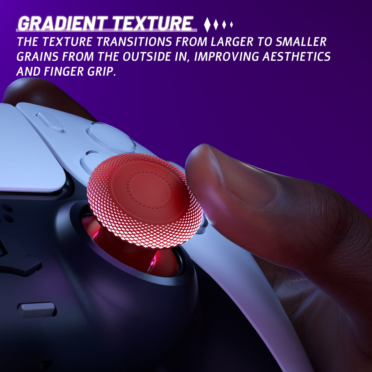 eXtremeRate ThumbsGear V3 Interchangeable Ergonomic Thumbstick for PS5 Edge & PS5 & PS4 Controller - Carmine Red