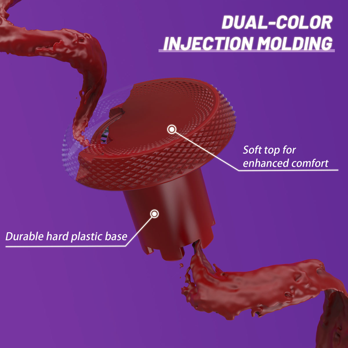 eXtremeRate ThumbsGear V3 Interchangeable Ergonomic Thumbstick for PS5 Edge & PS5 & PS4 Controller - Carmine Red