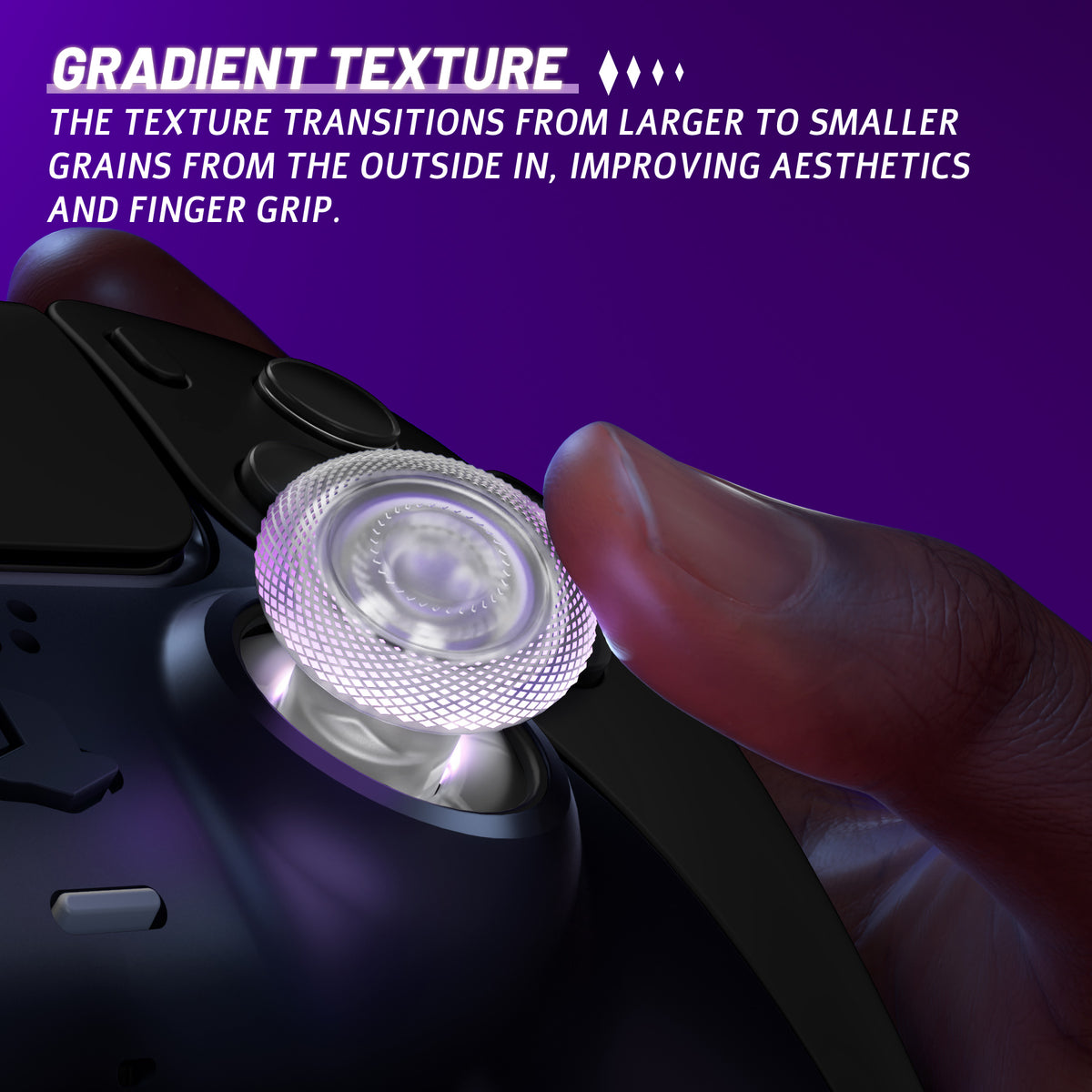 eXtremeRate ThumbsGear V3 Interchangeable Ergonomic Thumbstick for PS5 Edge & PS5 & PS4 Controller - Clear