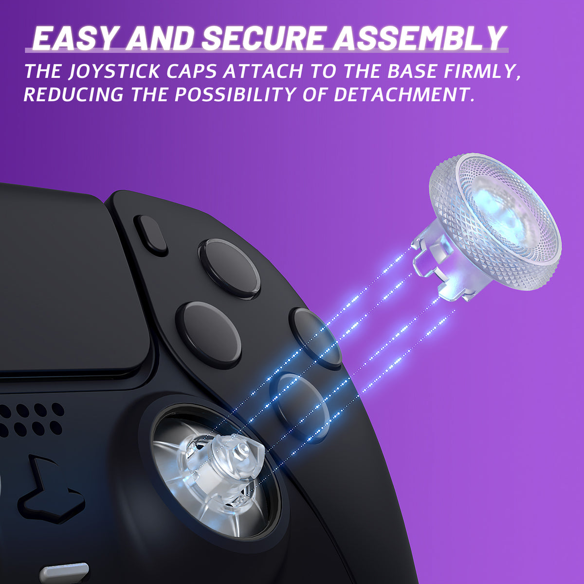 eXtremeRate ThumbsGear V3 Interchangeable Ergonomic Thumbstick for PS5 Edge & PS5 & PS4 Controller - Clear