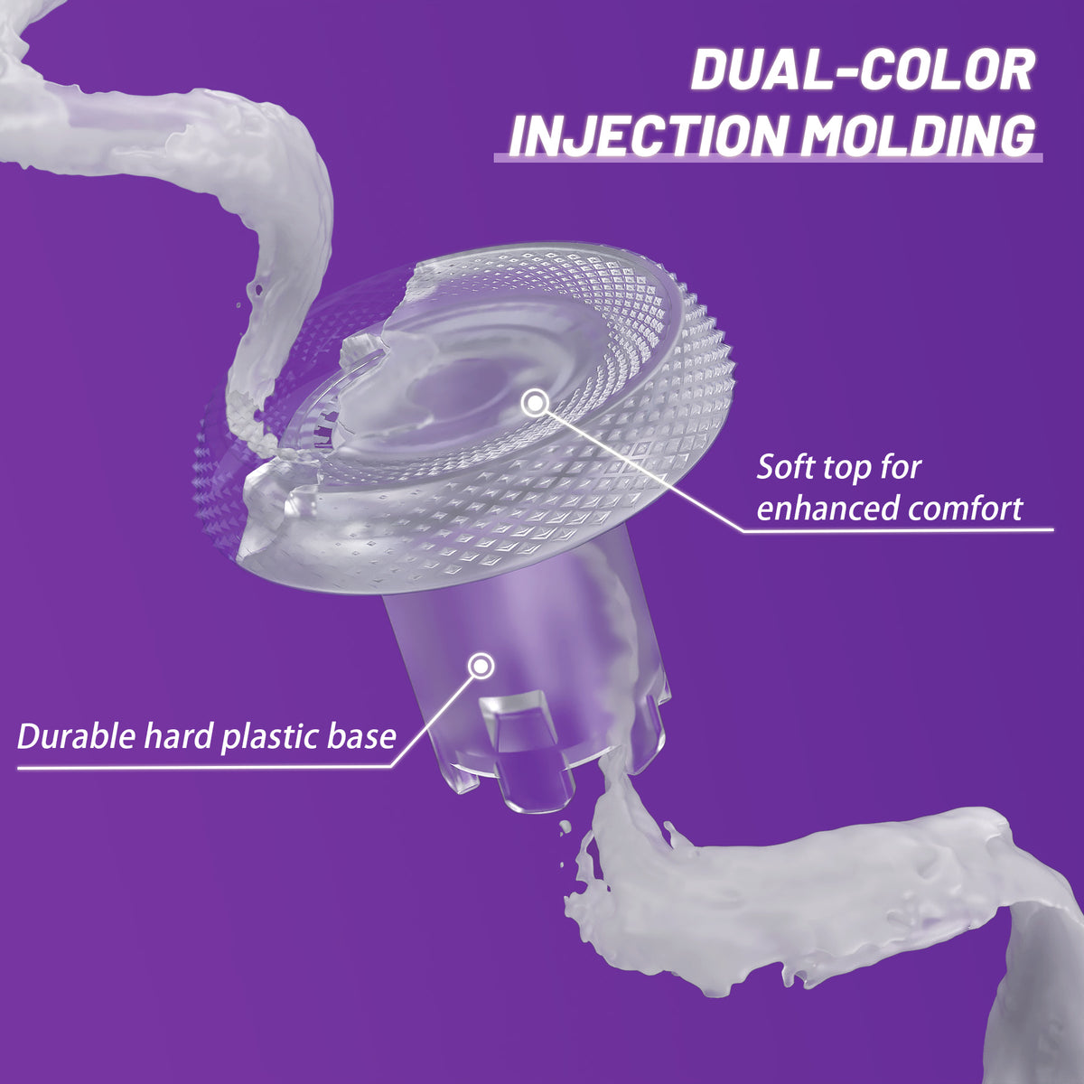 eXtremeRate ThumbsGear V3 Interchangeable Ergonomic Thumbstick for PS5 Edge & PS5 & PS4 Controller - Clear