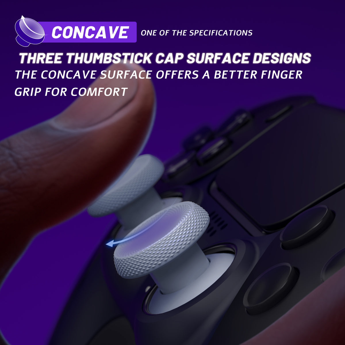 eXtremeRate ThumbsGear V3 Interchangeable Ergonomic Thumbstick for PS5 Edge & PS5 & PS4 Controller - Original White