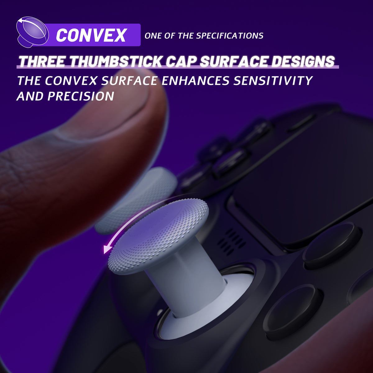 eXtremeRate ThumbsGear V3 Interchangeable Ergonomic Thumbstick for PS5 Edge & PS5 & PS4 Controller - Original White