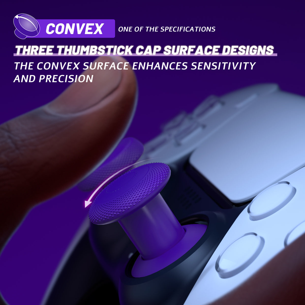 eXtremeRate ThumbsGear V3 Interchangeable Ergonomic Thumbstick for PS5 Edge & PS5 & PS4 Controller - Purple