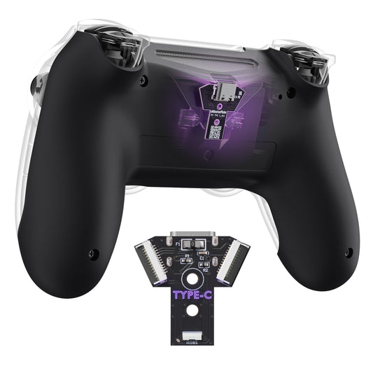 eXtremeRate Type-C Version Replacement Bottom Shell Compatible with PS4 Controller JDM-040/050/055 Models - Black eXtremeRate