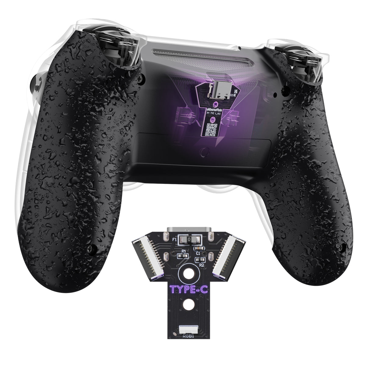 eXtremeRate Type-C Version Replacement Bottom Shell Compatible with PS4 Controller JDM-040/050/055 Models - Textured Black