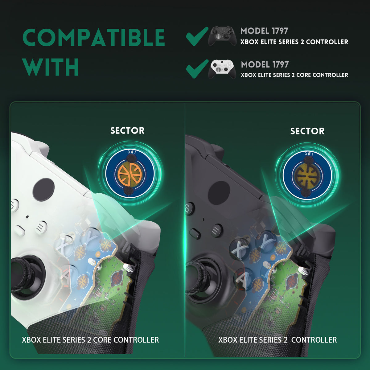 eXtremeRate Strong Version Whole Clicky Kit for Xbox Elite Series 2 Controller Shoulder ABXY Buttons, Ergonomic Tactile Switches LT RT A B X Y Mouse Click Kit for Xbox Elite Series 2 Core Controller (Model 1797)